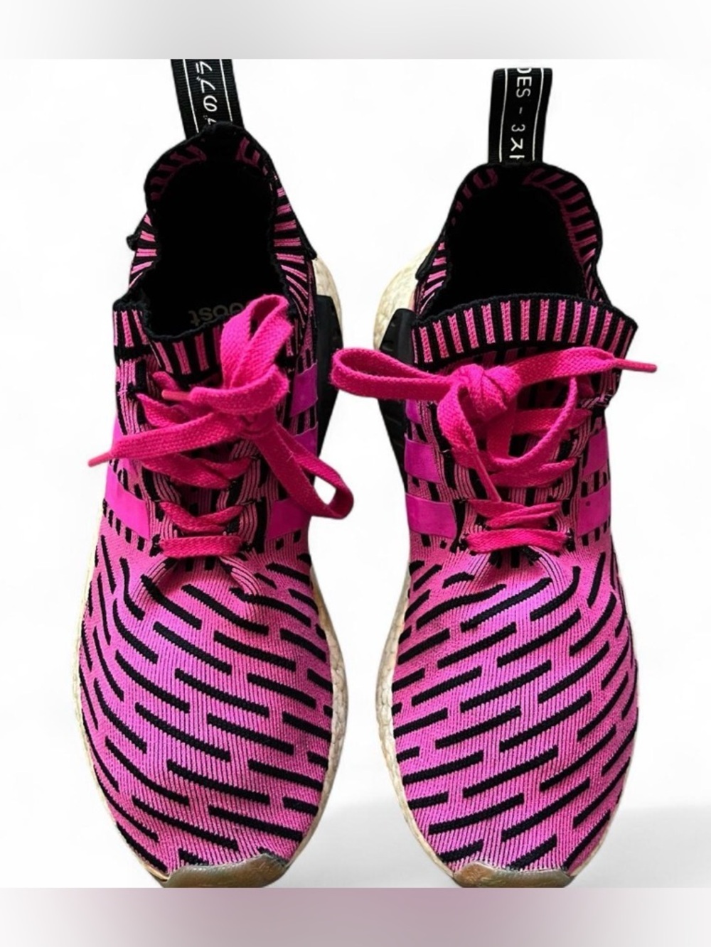adidas Pink and Black Knit Athletic Sneakers